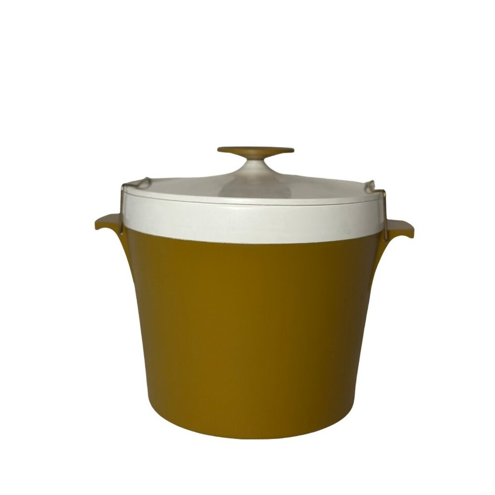 Vintage 1960 Retro Therm Ware by David Douglas Locking Ice Bucket White/Brown